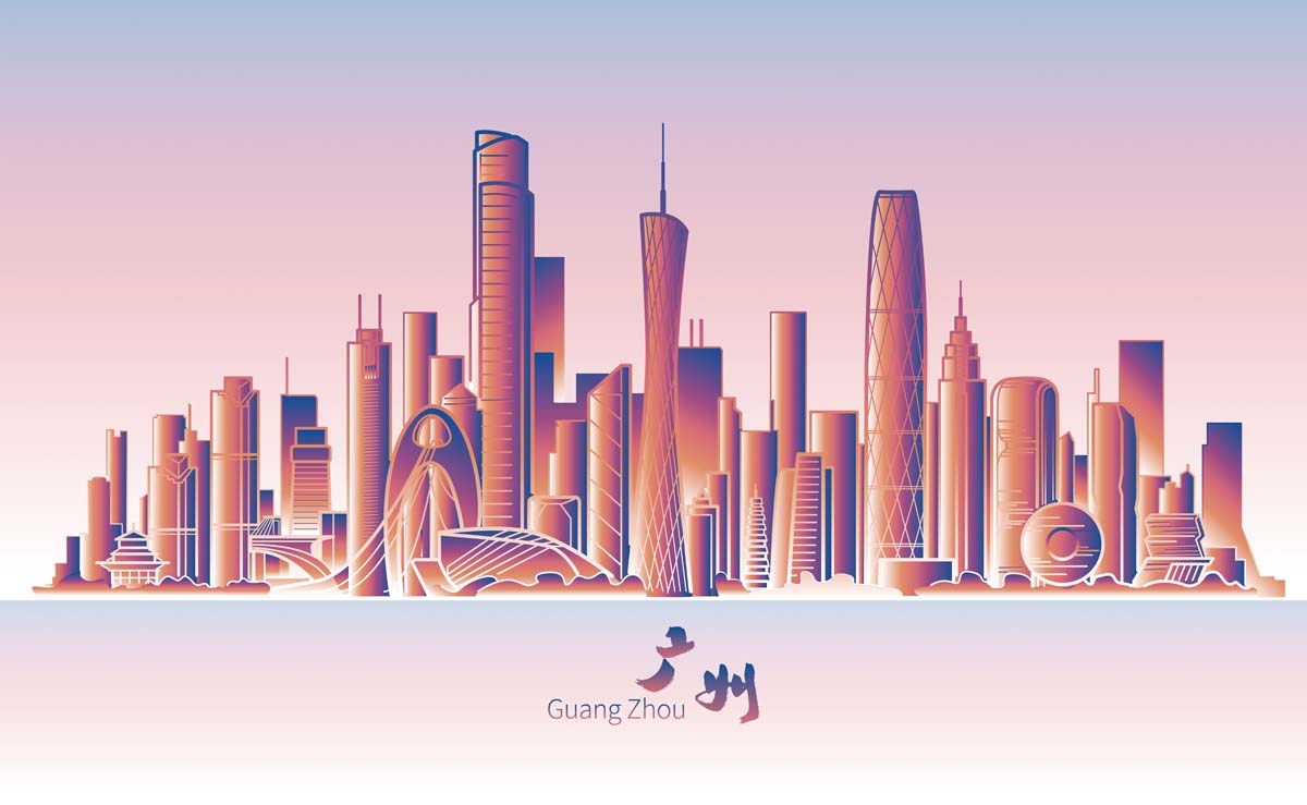 广州城市建筑剪影插画线稿平面海报素材 (38)