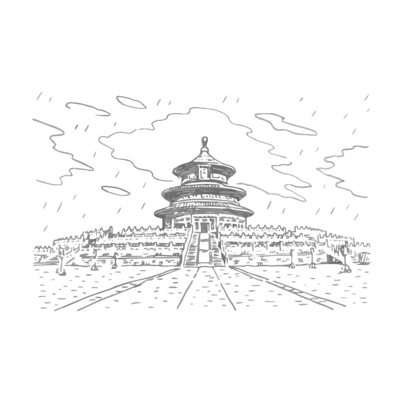 北京城市建筑剪影插画线稿平面海报素材