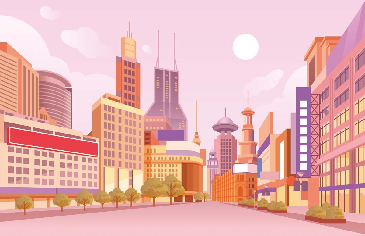 南京城市建筑剪影插画线稿平面海报素材