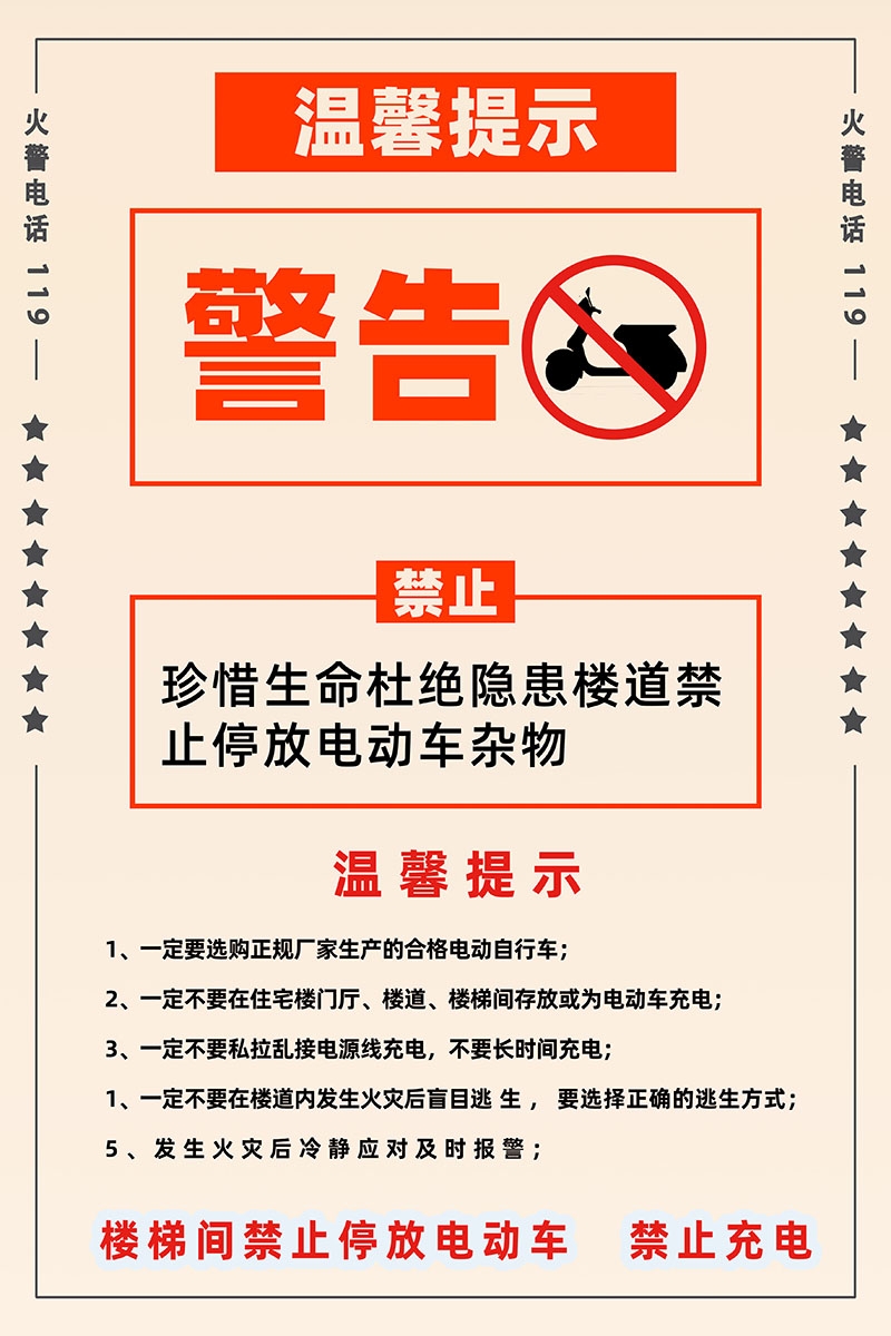 电动车火灾消防安全知识展板海报电车充电安全PSD使用指南35