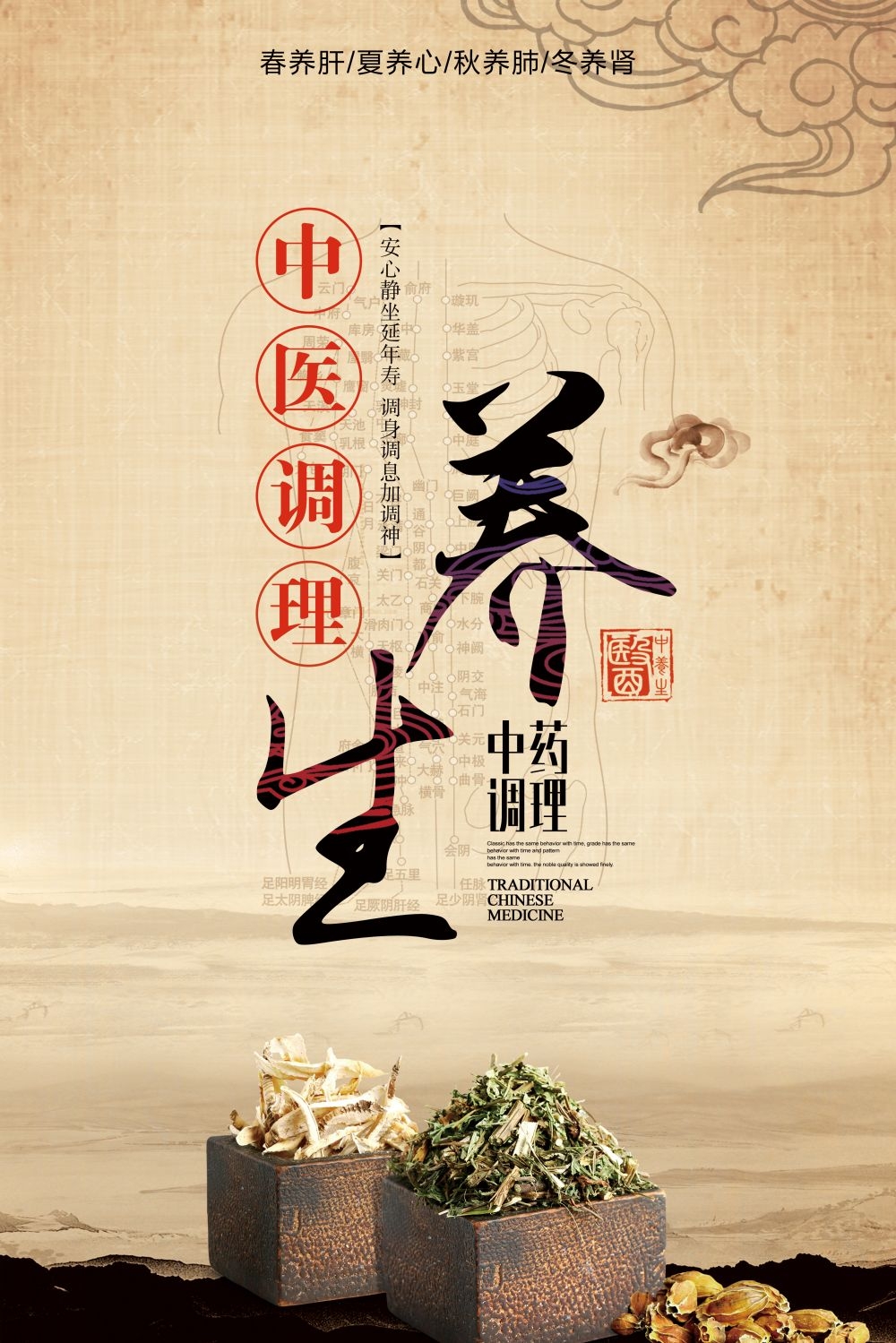 中药养生保健针灸理疗医院药房中医文化宣传挂画海报展板素材