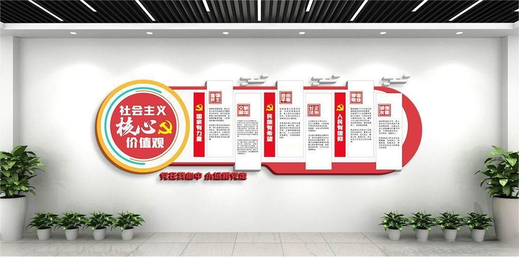 社会核心社会主义核心价值观党建文化墙