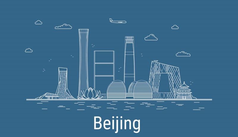 北京城市建筑剪影插画线稿平面海报素材