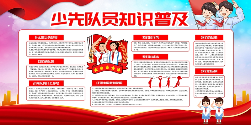 红色中国少年先锋队知识宣传栏展板