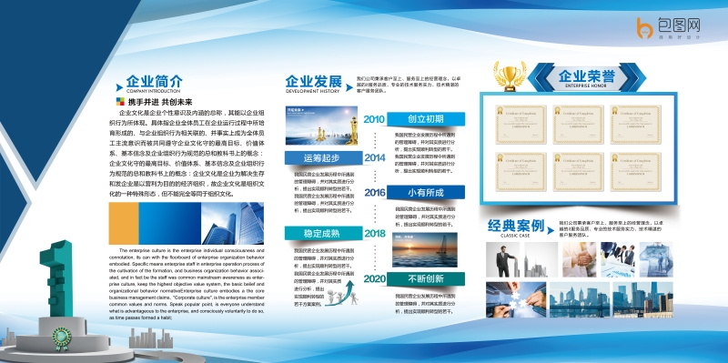 企业文化形象墙模板公司历程创意宣传栏喷绘设计PSD展板素材42