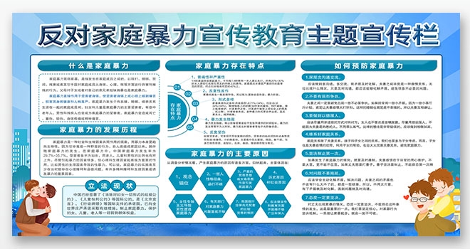 反对家庭暴力抵制家暴宣传教育展板海报PSD设计图片素材8