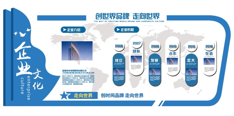 企业文化形象墙模板公司历程创意宣传栏喷绘设计PSD展板素材11