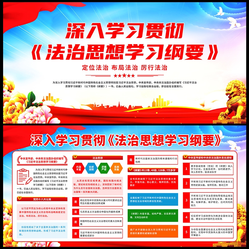 法治思想学习纲要展板海报挂画图片PSD素材5