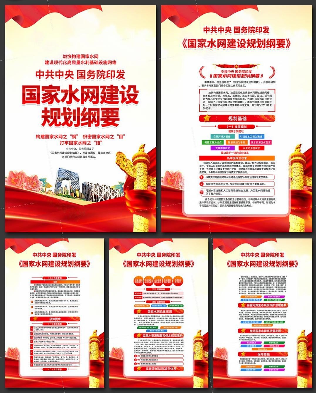 国家水网建设规划纲要挂画海报套图PSD素材1