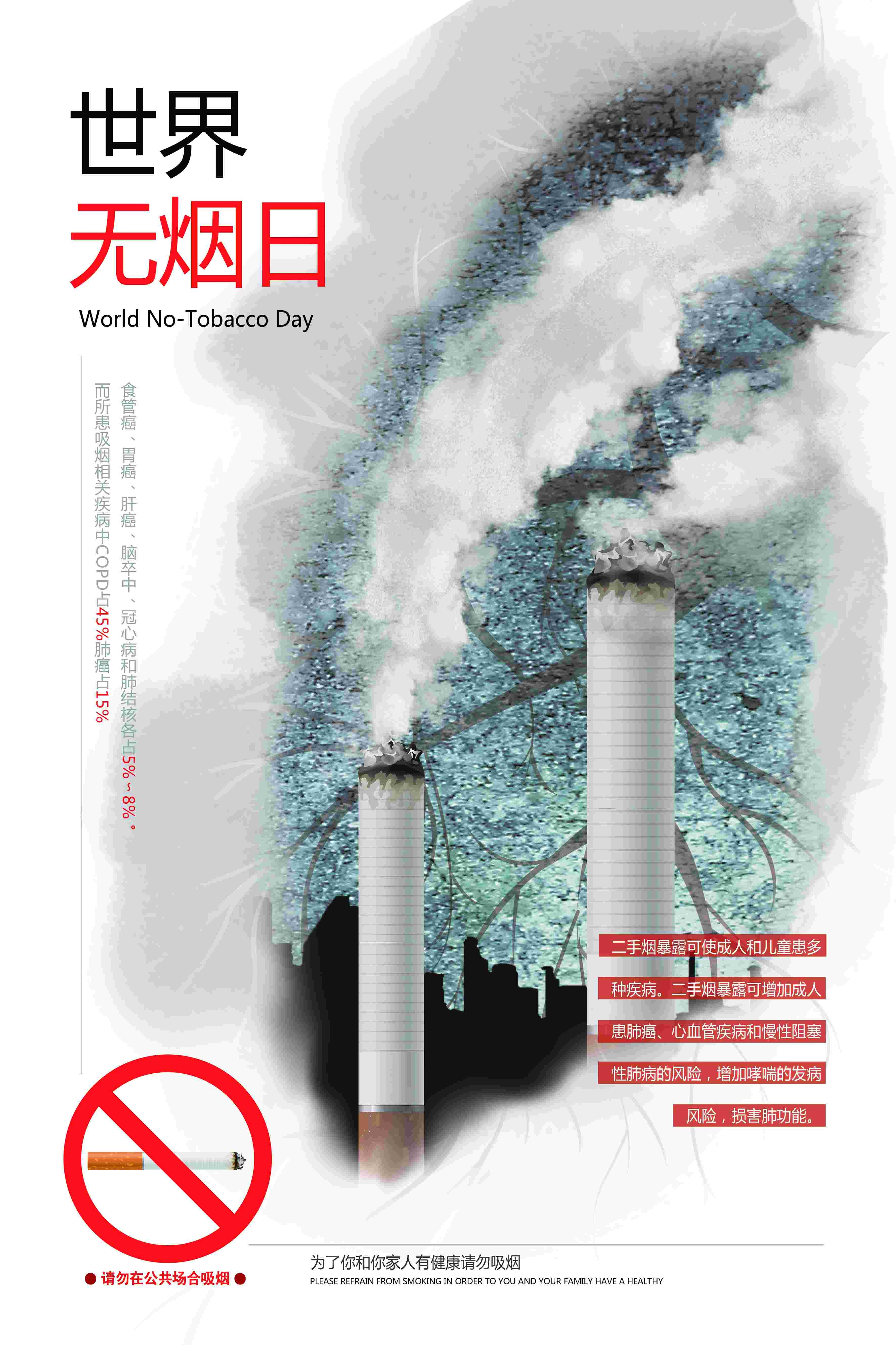 健康公益PSD海报模板世界无烟日禁止吸烟促销宣传单广告设计素31