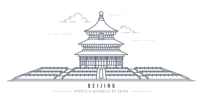 北京城市建筑剪影插画线稿平面海报素材