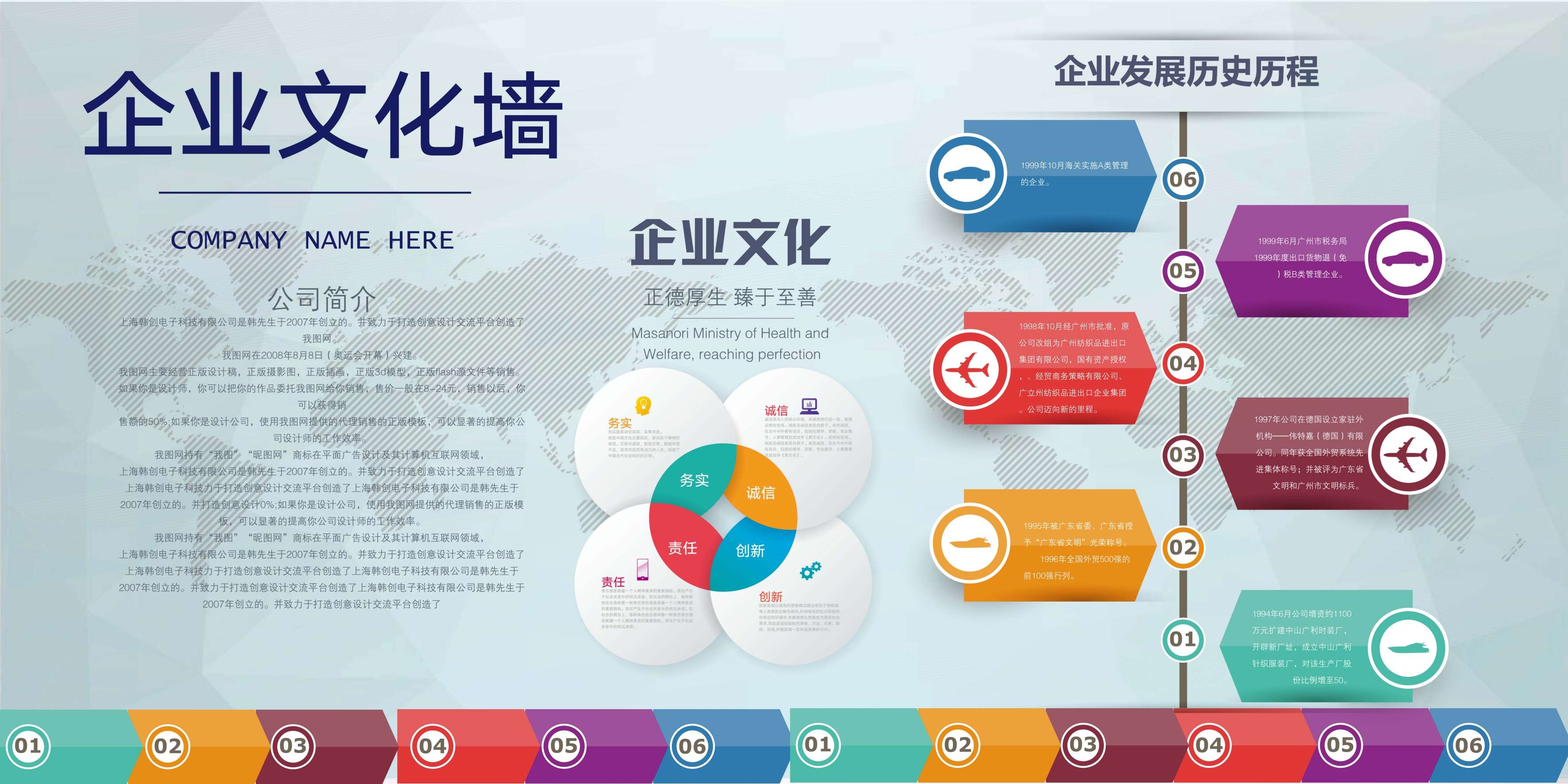 企业文化形象墙模板公司历程创意宣传栏喷绘设计AI展板素材18