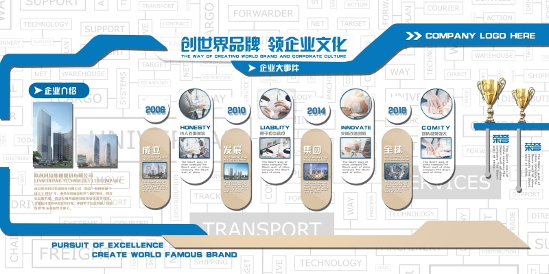 企业文化形象墙模板公司历程创意宣传栏喷绘设计PSD展板素材12