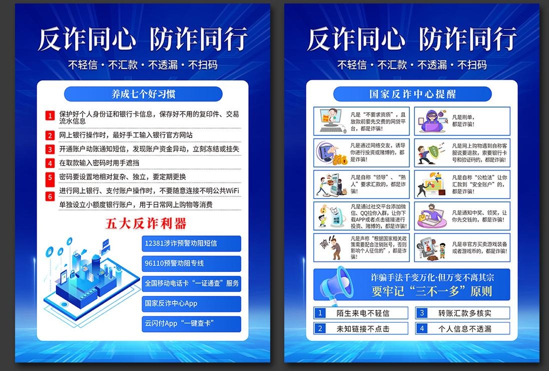 打击预防电信诈骗展板防范网络诈骗PSD传单和套图10