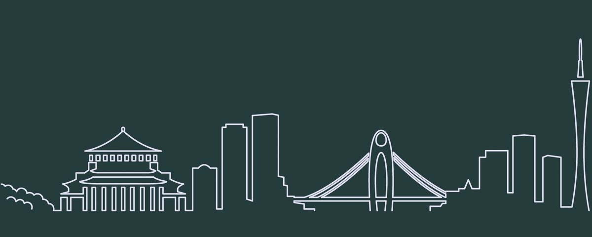 广州城市建筑剪影插画线稿平面海报素材