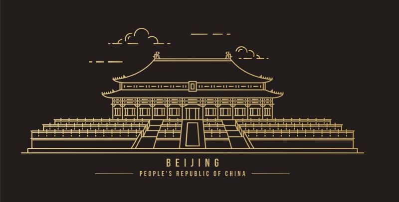 北京城市建筑剪影插画线稿平面海报素材