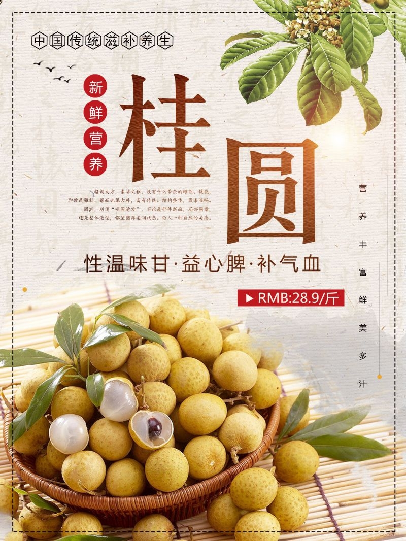桂圆龙眼水果促销宣传单广告设计素材