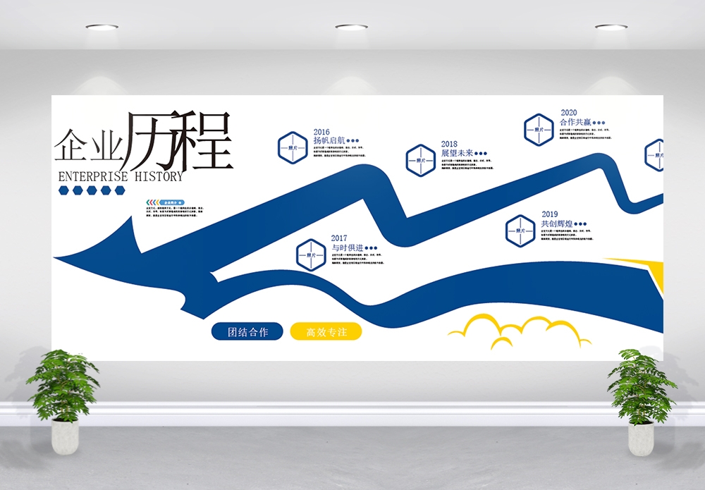 企业文化形象墙模板公司历程创意宣传栏设计AI展板素材20