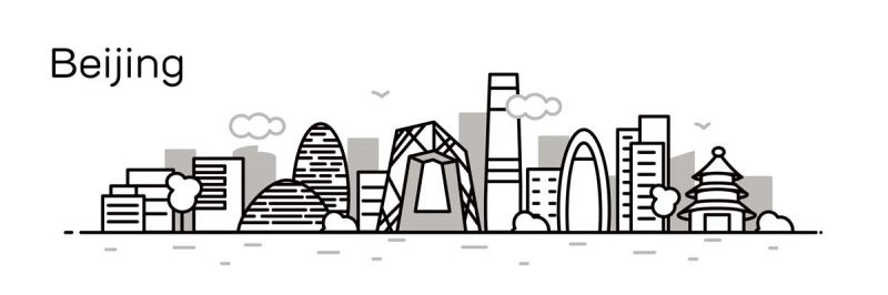北京城市建筑剪影插画线稿平面海报素材 (50)