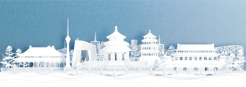 北京城市建筑剪影插画线稿平面海报素材