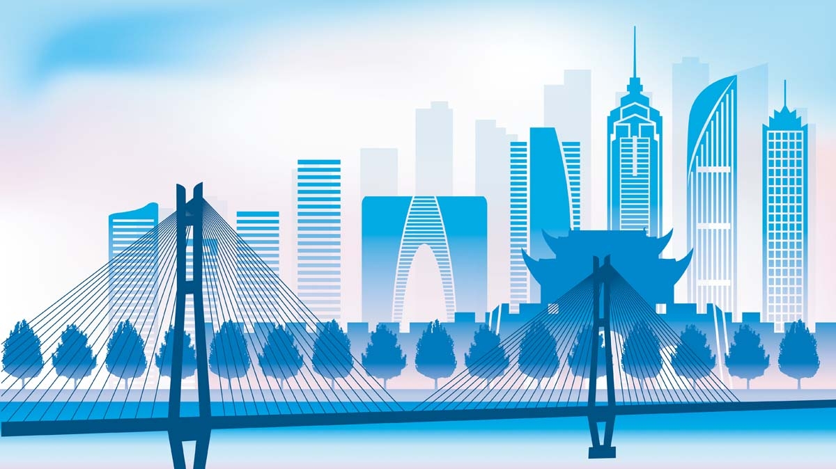苏州城市建筑剪影插画线稿平面海报素材 (20)