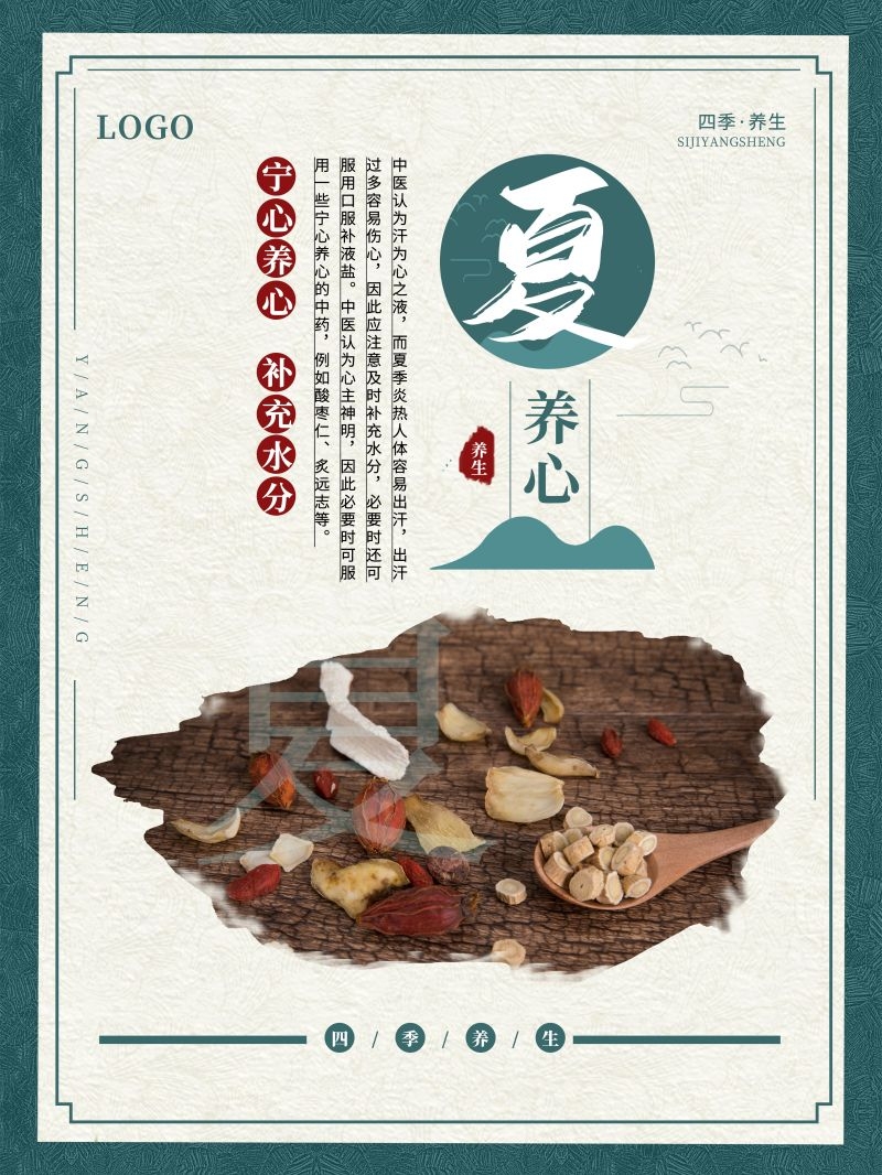 中国风中医四季春夏秋冬养生文化宣传海报PSD挂画