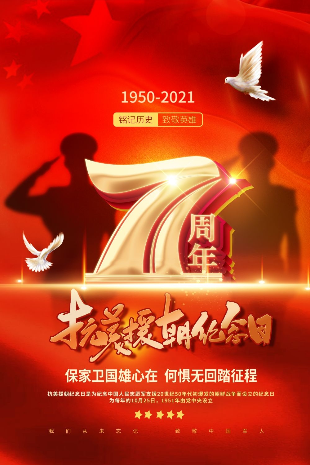 简约红色大气抗美援朝71周年纪念日宣传海报 (7)
