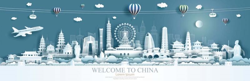 北京城市建筑剪影插画线稿平面海报素材
