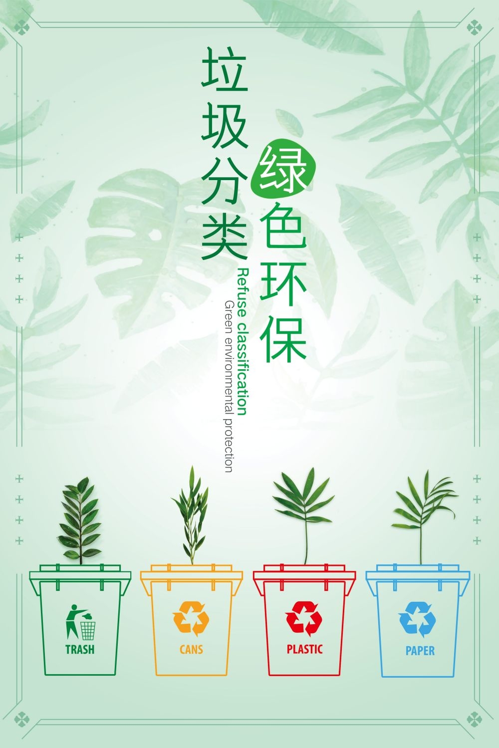 垃圾分类从我做起循环利用绿色环保垃圾不落地海报展板122