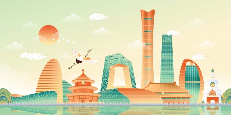 北京城市建筑剪影插画线稿平面海报素材 (115)