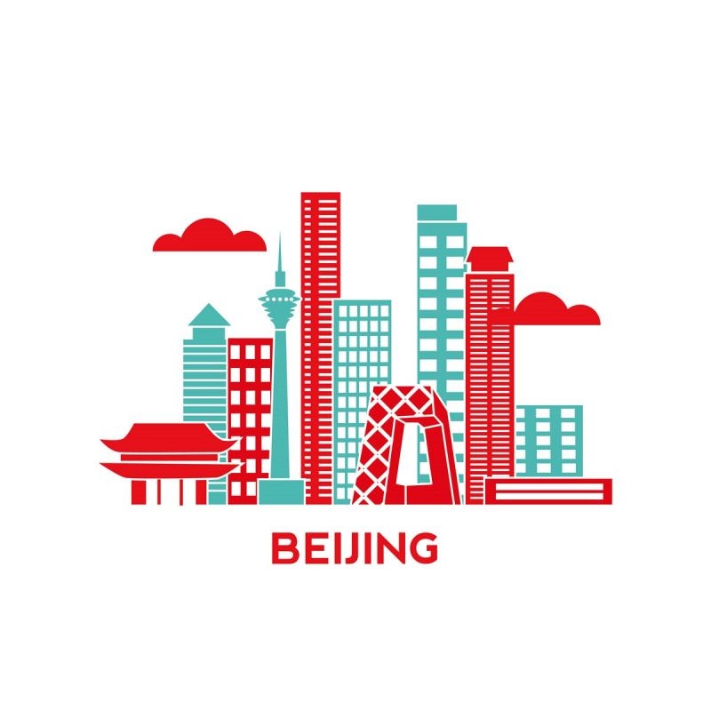 北京城市建筑剪影插画线稿平面海报素材
