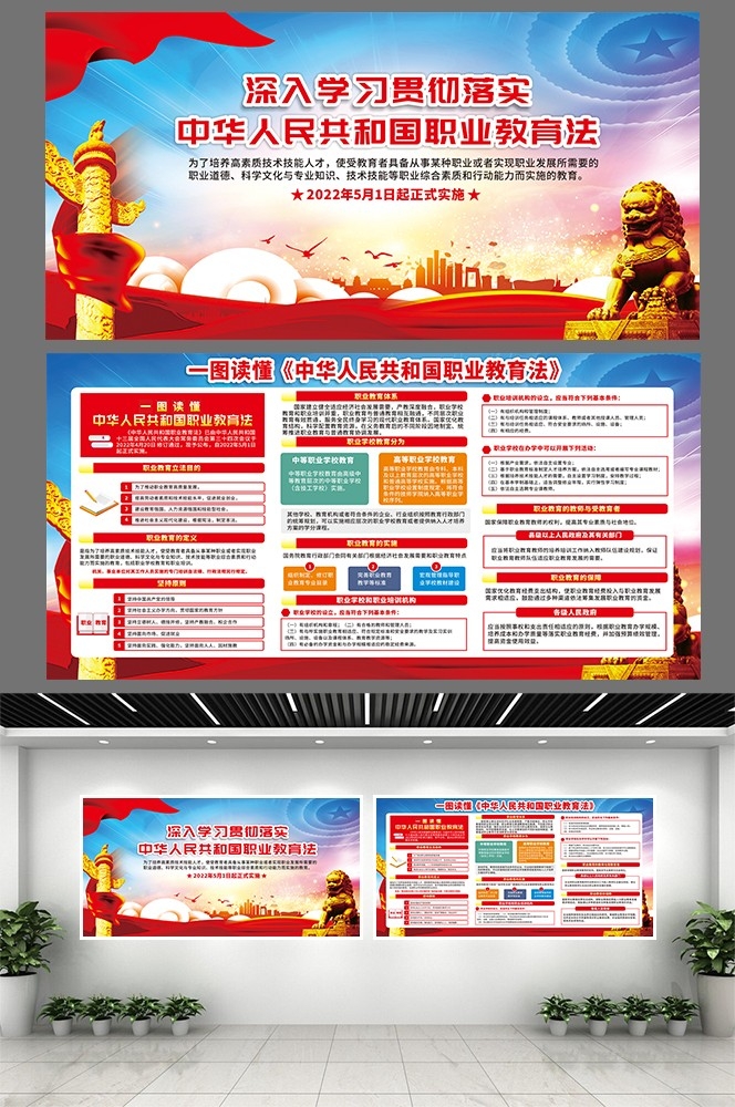 新修订职业教育法展板宣传栏海报挂图三折页CDR素材8
