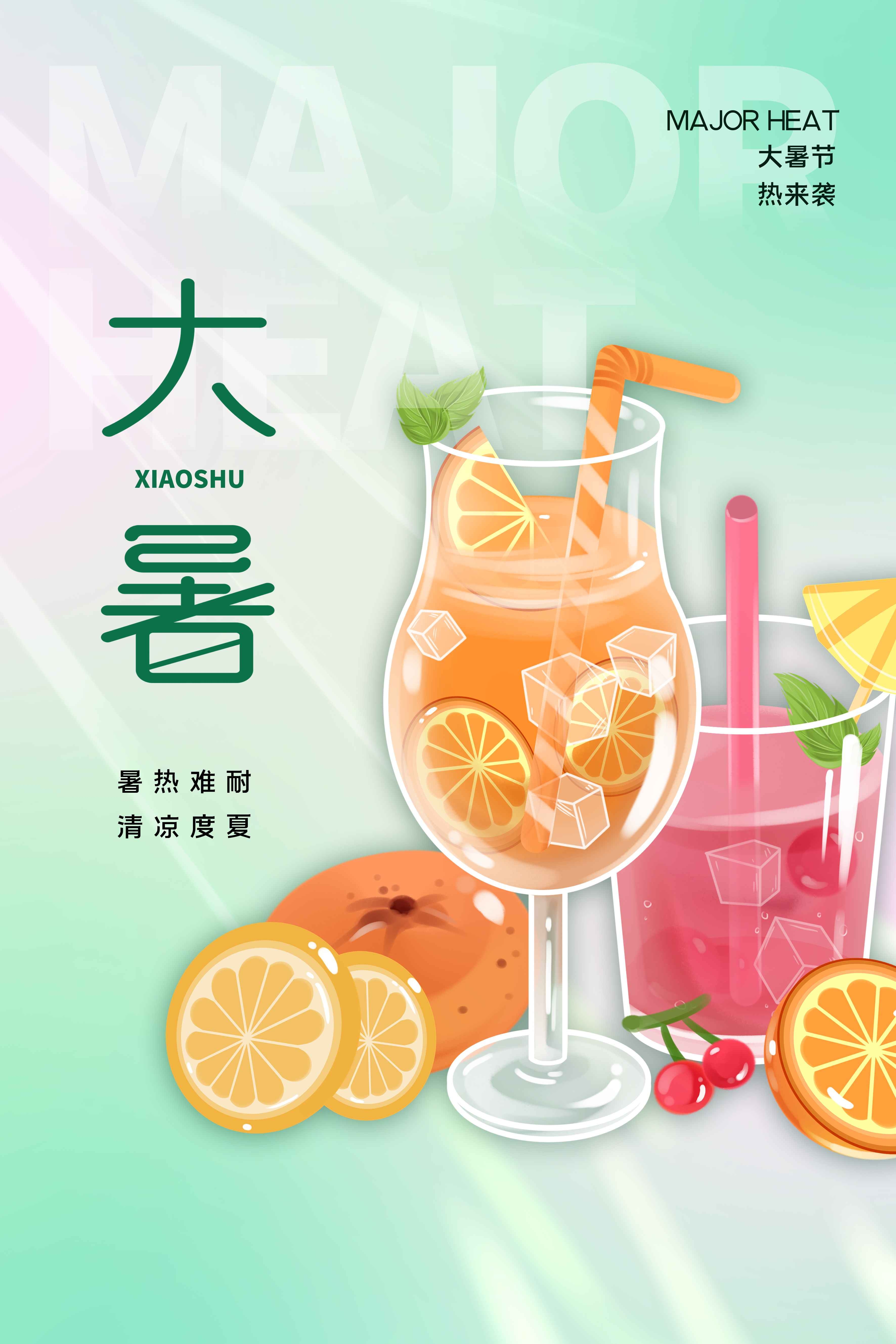 24节气二十四大暑节气夏日简约传统活动宣传海报素材PSD设计94