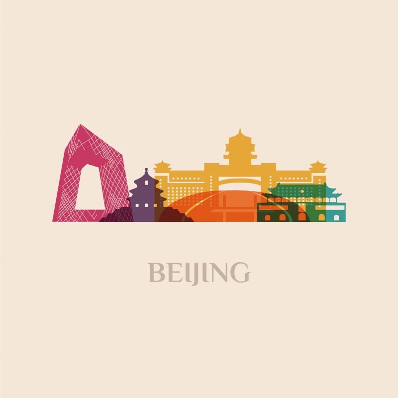 北京城市建筑剪影插画线稿平面海报素材