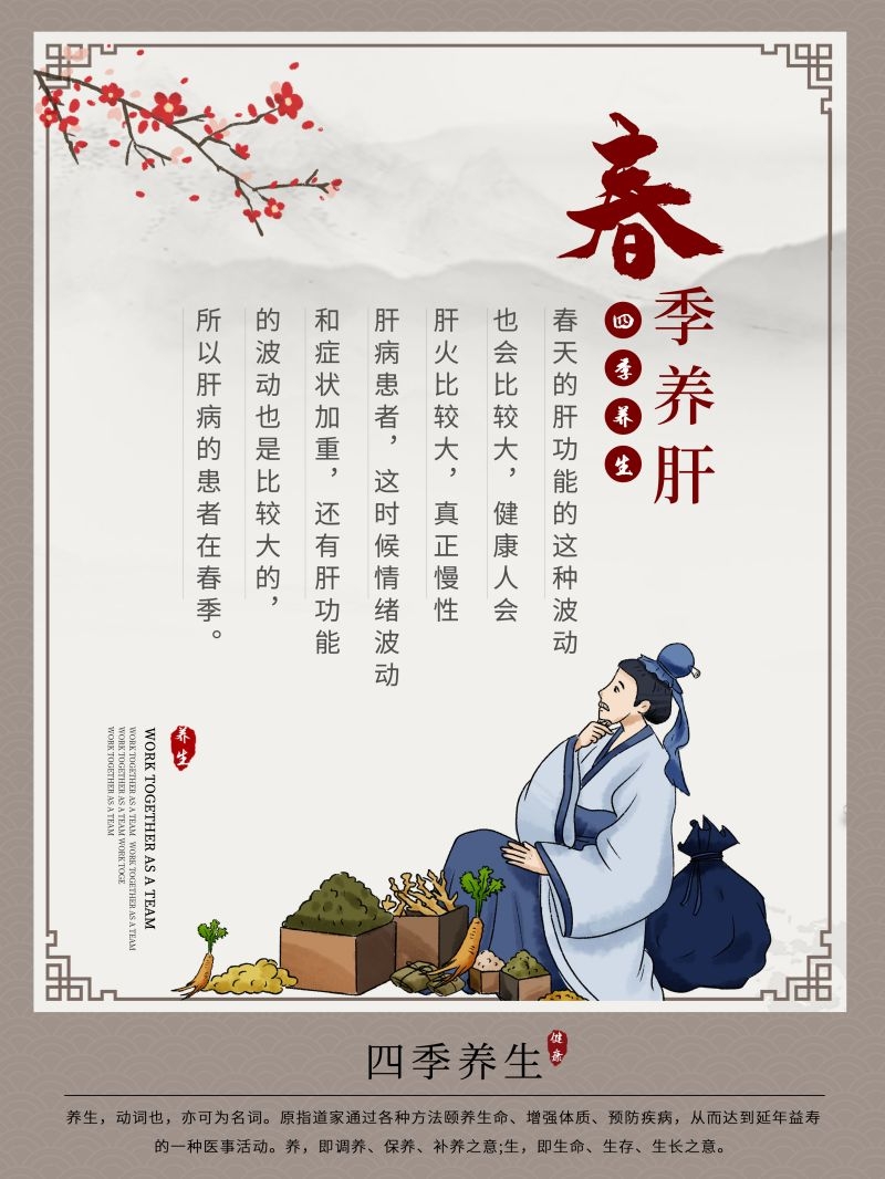 中国风中医四季春夏秋冬养生文化宣传海报PSD挂画 (1)