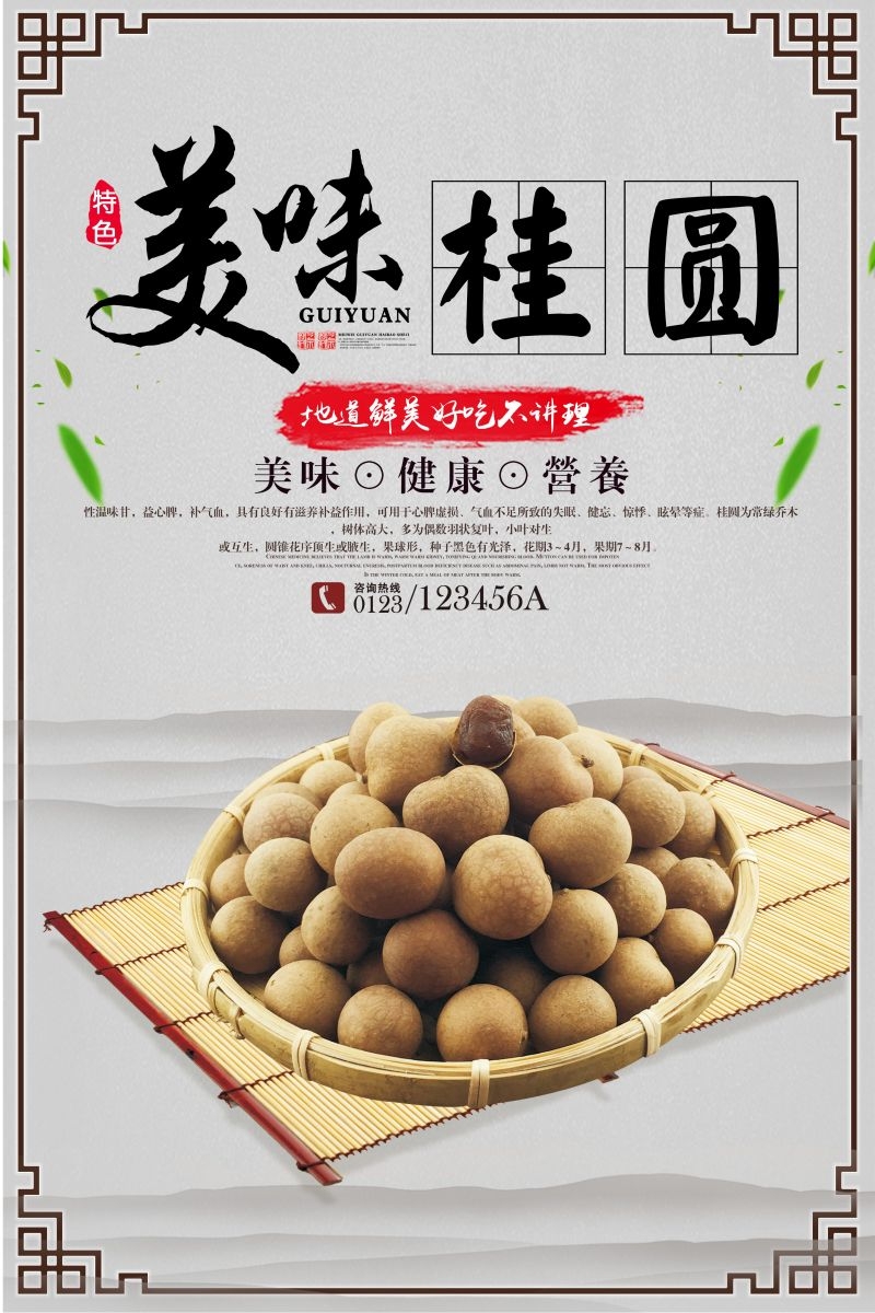 桂圆龙眼水果促销宣传单广告设计素材