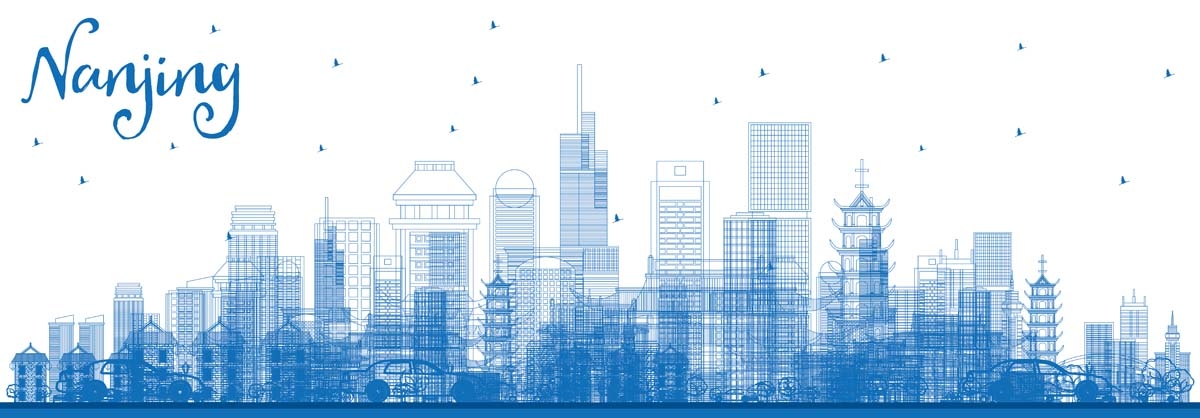 南京城市建筑剪影插画线稿平面海报素材 (8)