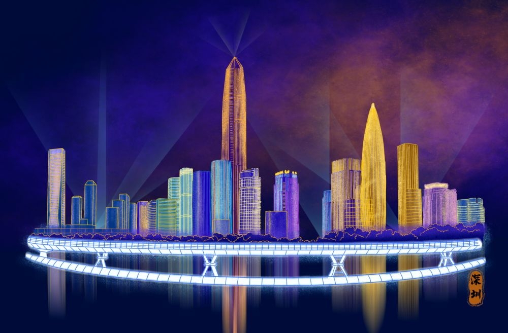 国潮郑州城市建筑插画平面海报素材