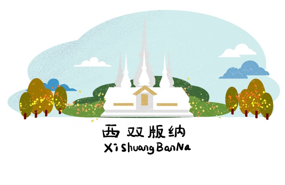 国潮云南昆明各城市插画平面海报素材