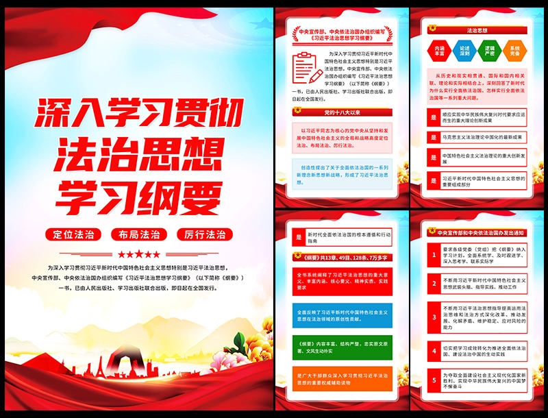 法治思想学习纲要展板海报挂画图片PSD素材16