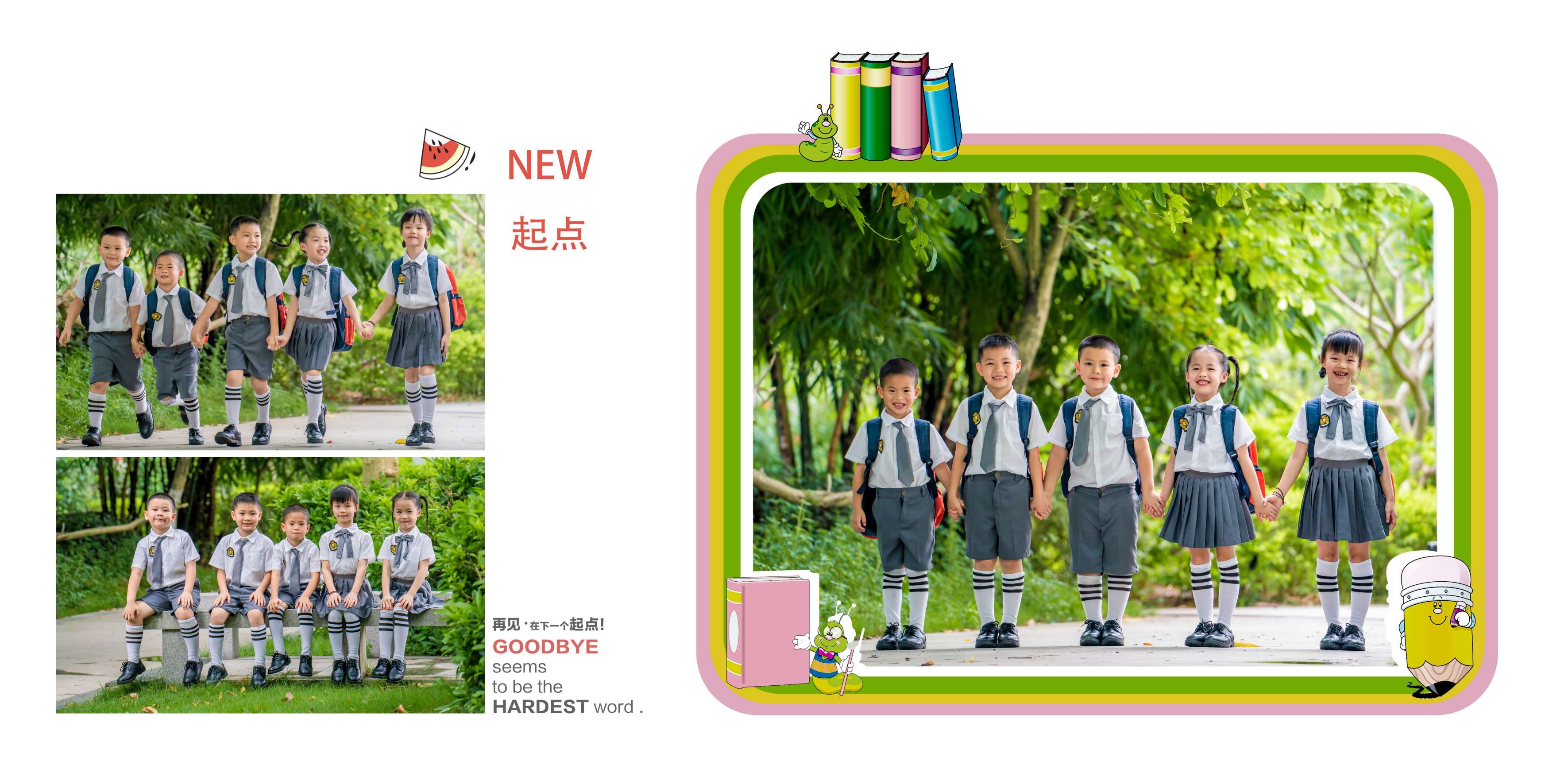 幼儿园小学生毕业季摄影写真纪念册相册方版排版PSD模板设计素29
