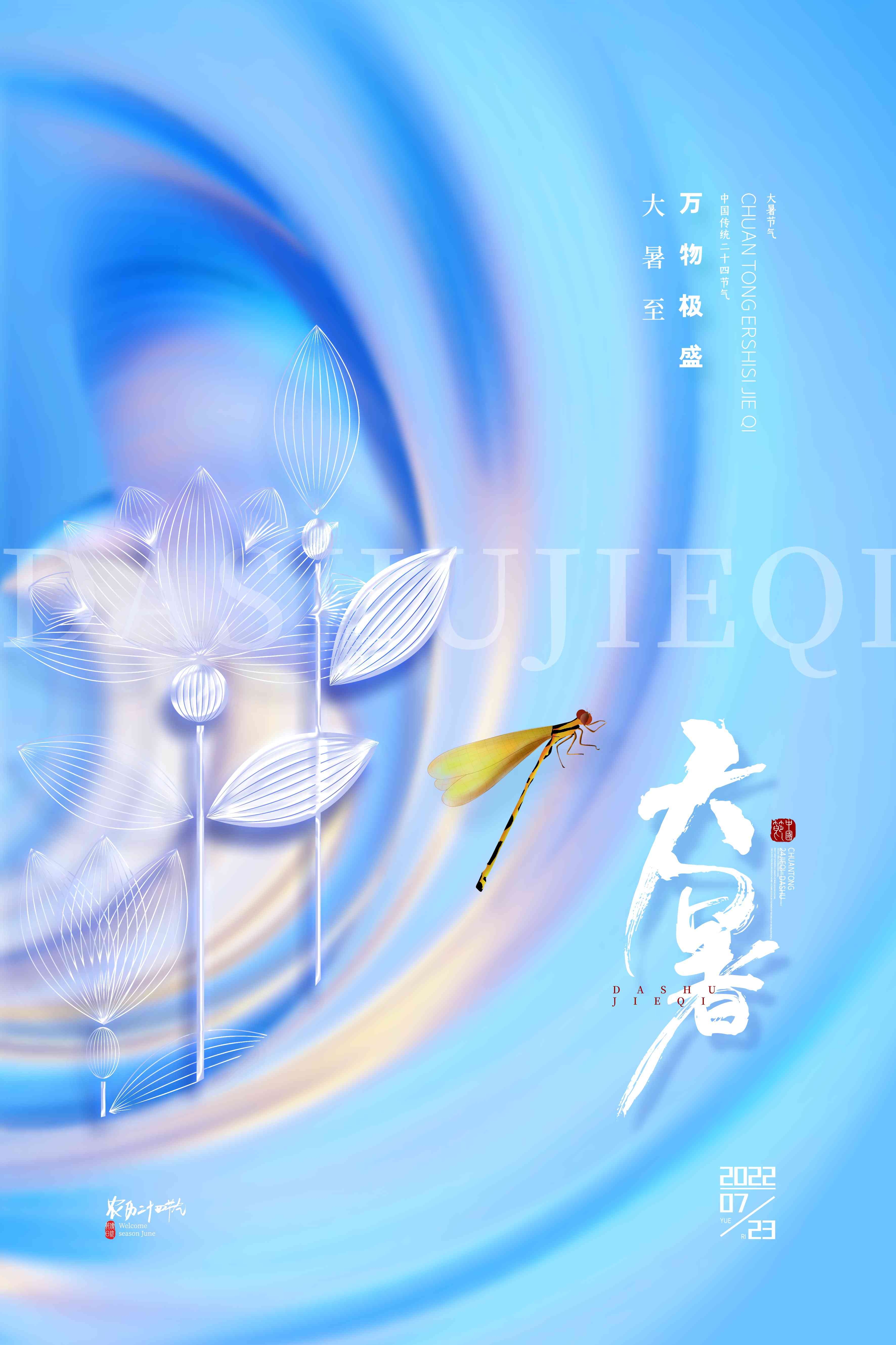 24节气二十四大暑节气夏日简约传统活动宣传海报素材PSD设计77