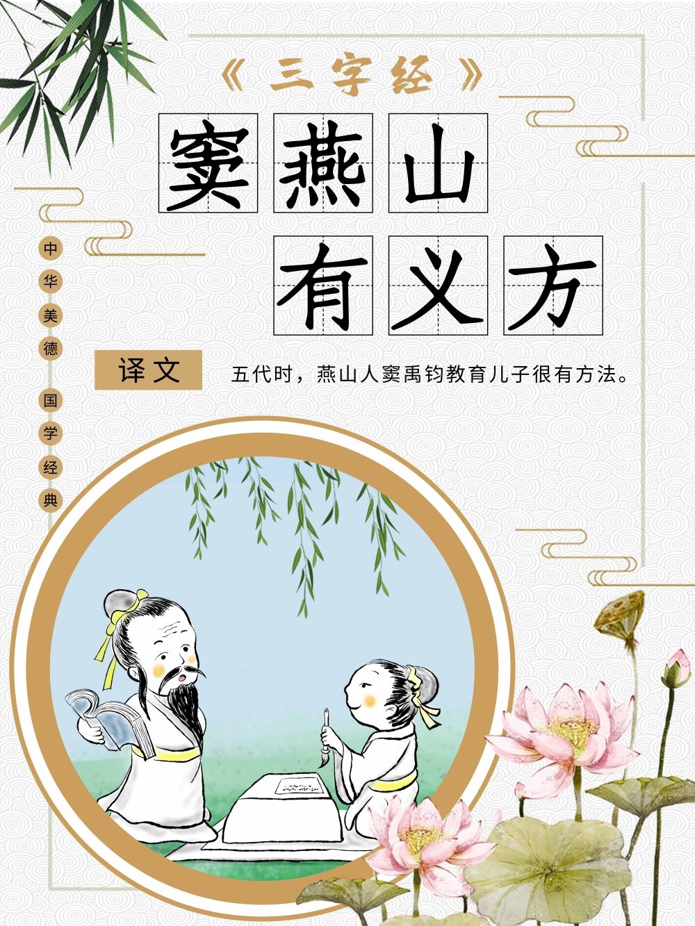 中国风古典传统美德中华文化三字经海报学校宣传展板素材 (7)