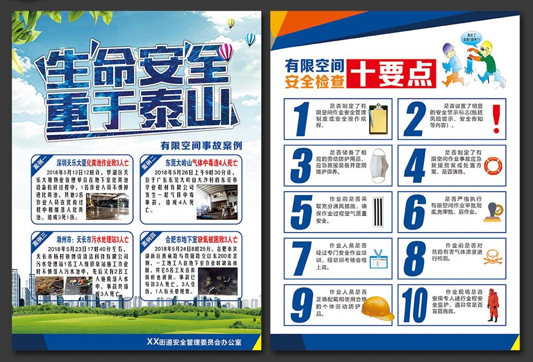 有限空间作业安全教育展板海报安全生产月宣传栏CDR素材9