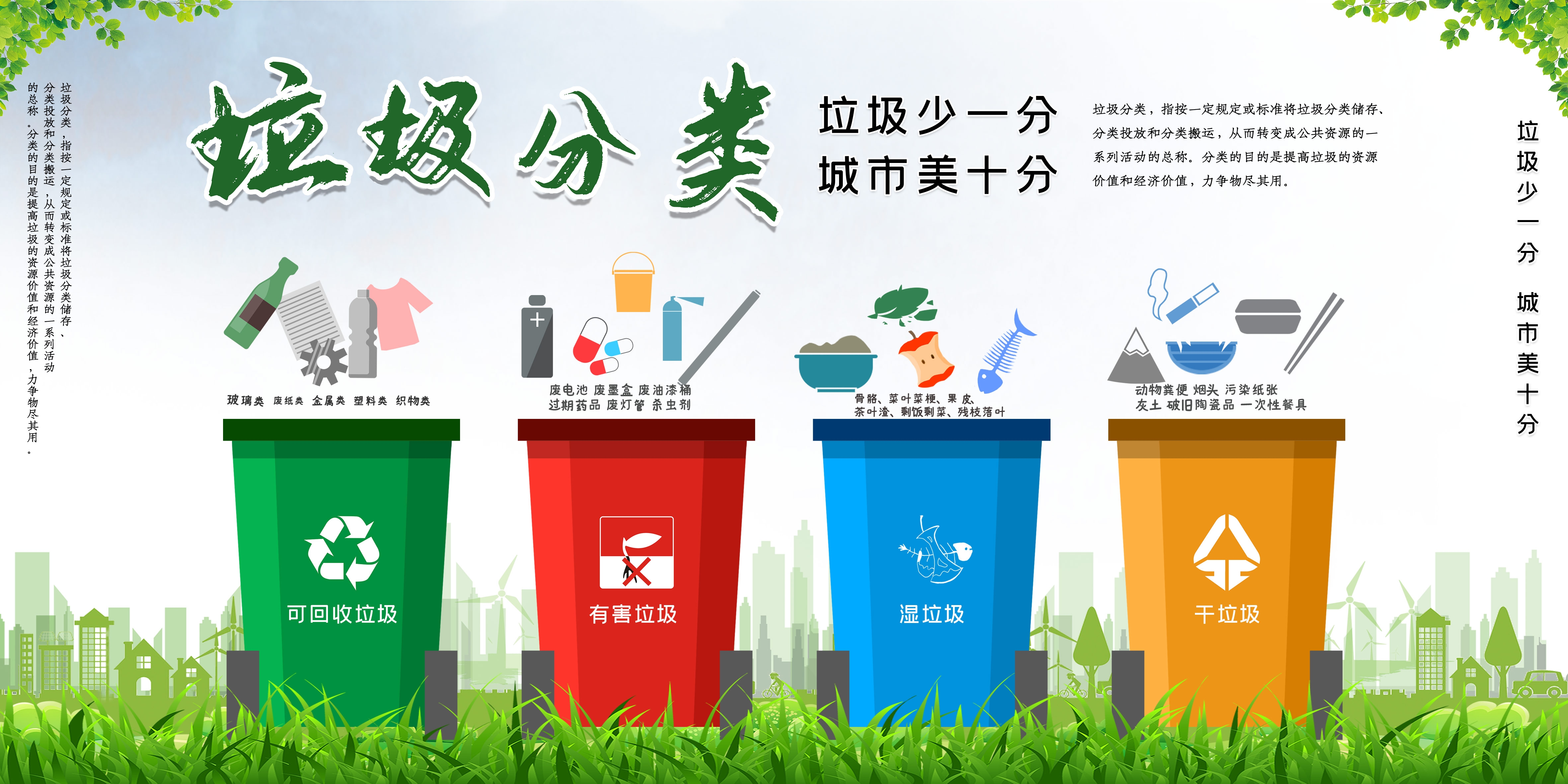 垃圾分类从我做起循环利用绿色环保垃圾不落地海报展板63