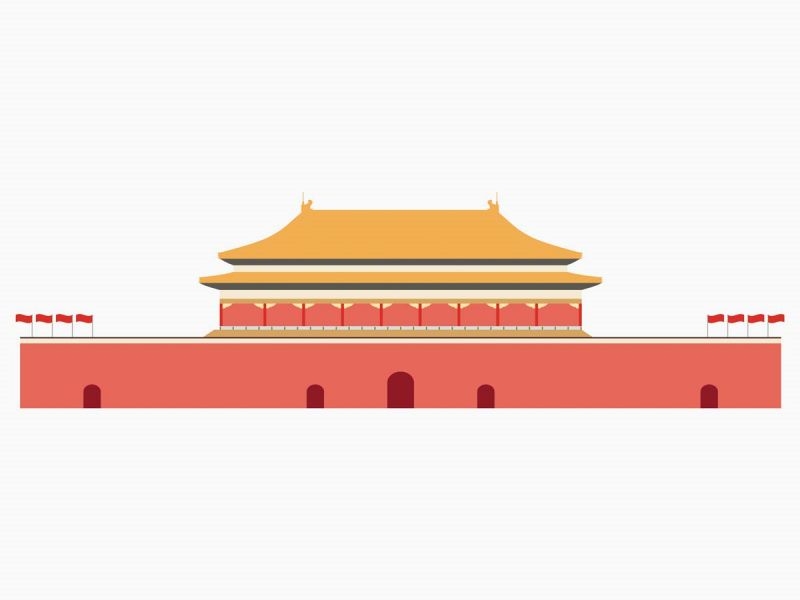 北京城市建筑剪影插画线稿平面海报素材