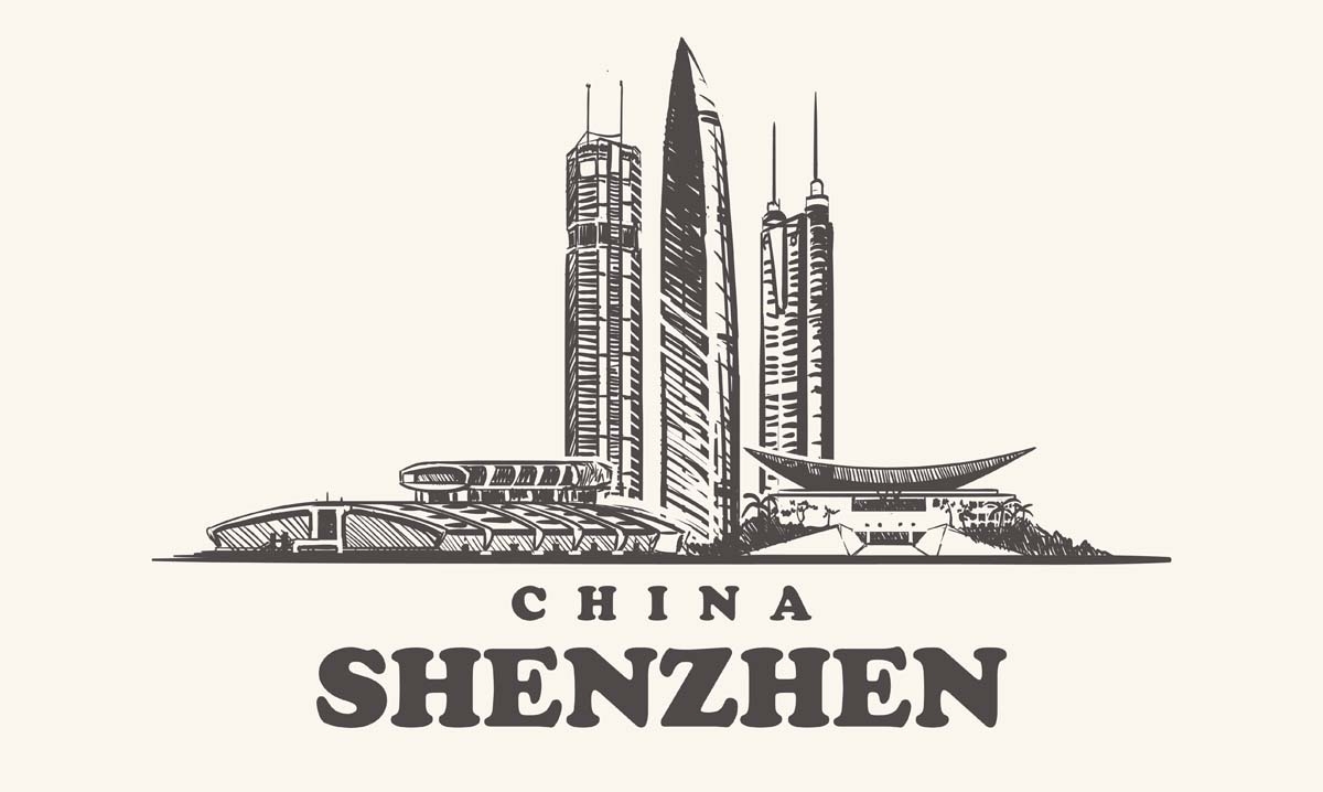 深圳城市建筑剪影插画线稿平面海报素材