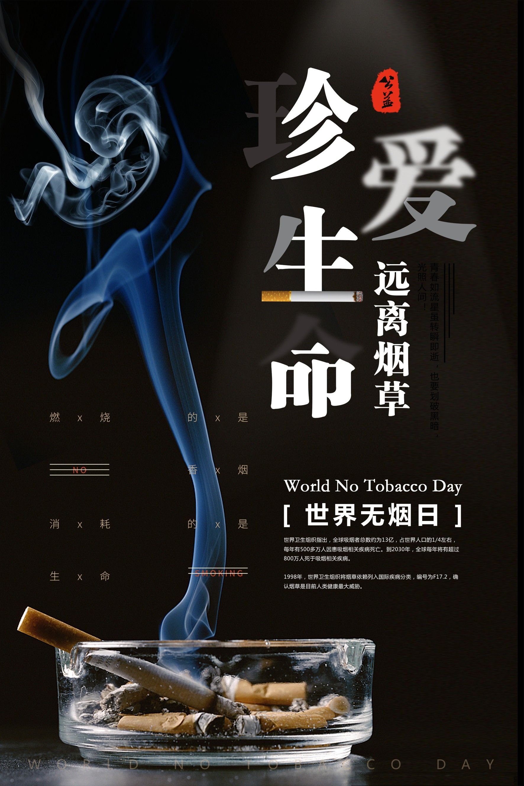 健康公益PSD海报模板世界无烟日禁止吸烟促销宣传单广告设计素35