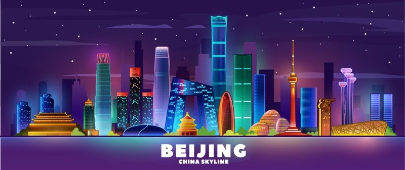 北京城市建筑剪影插画线稿平面海报素材 (49)