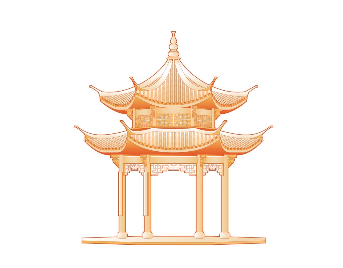 杭州城市建筑剪影插画海报素材